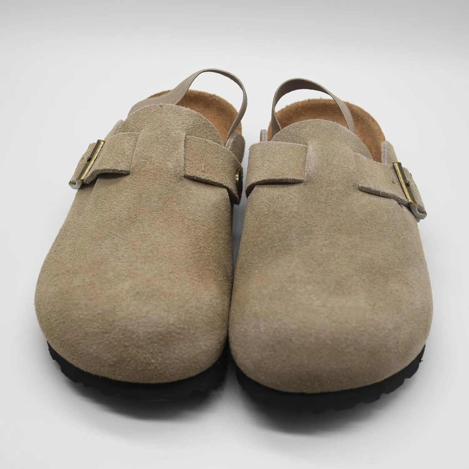 Kids Suede Clogs Toddler Clogs Boys Girls Sandals Cork Adjustable Buckle Mules Kid Slippers Flat Shoes Black