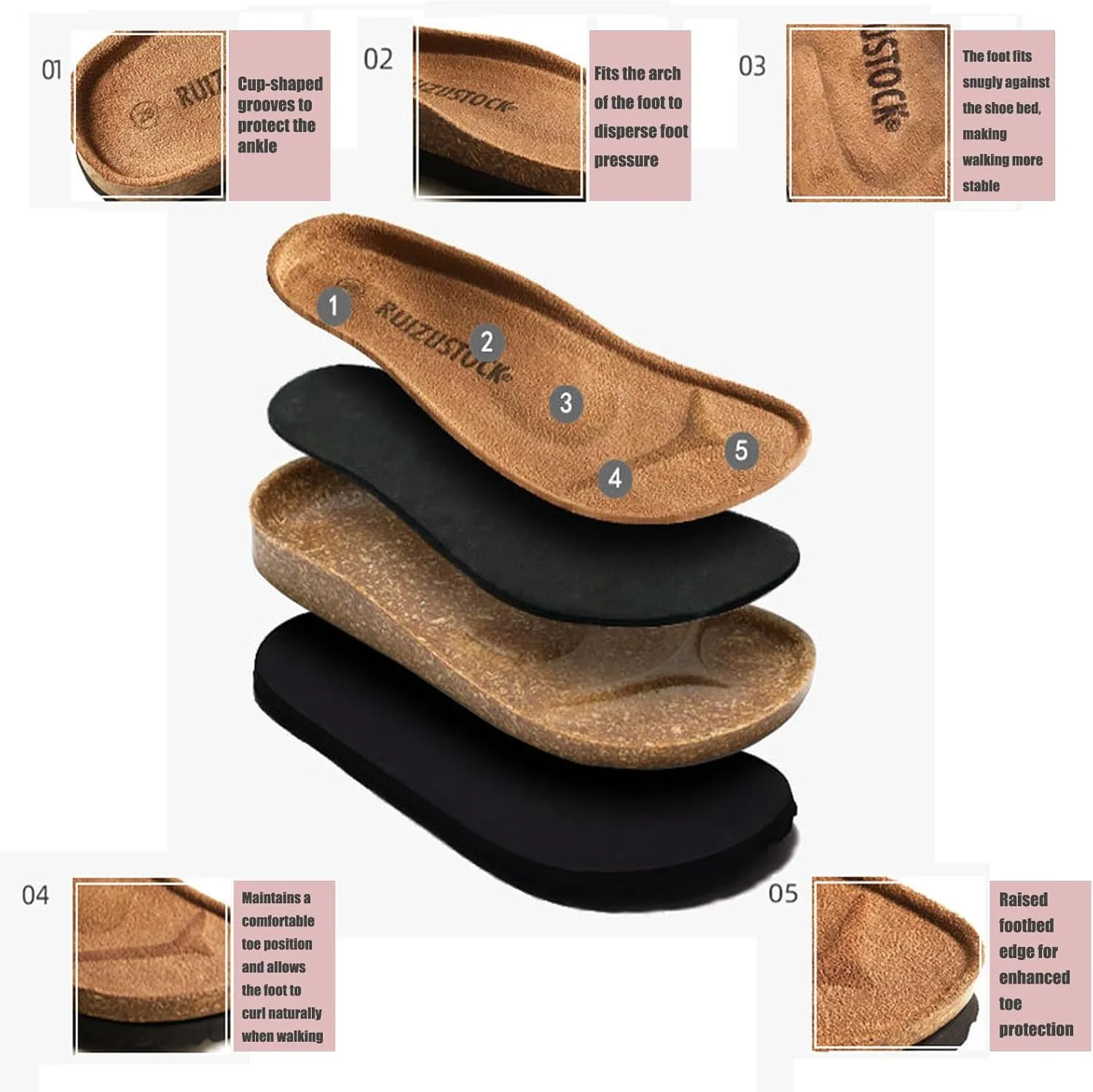 Kids Suede Clogs Toddler Clogs Boys Girls Sandals Cork Adjustable Buckle Mules Kid Slippers Flat Shoes Black