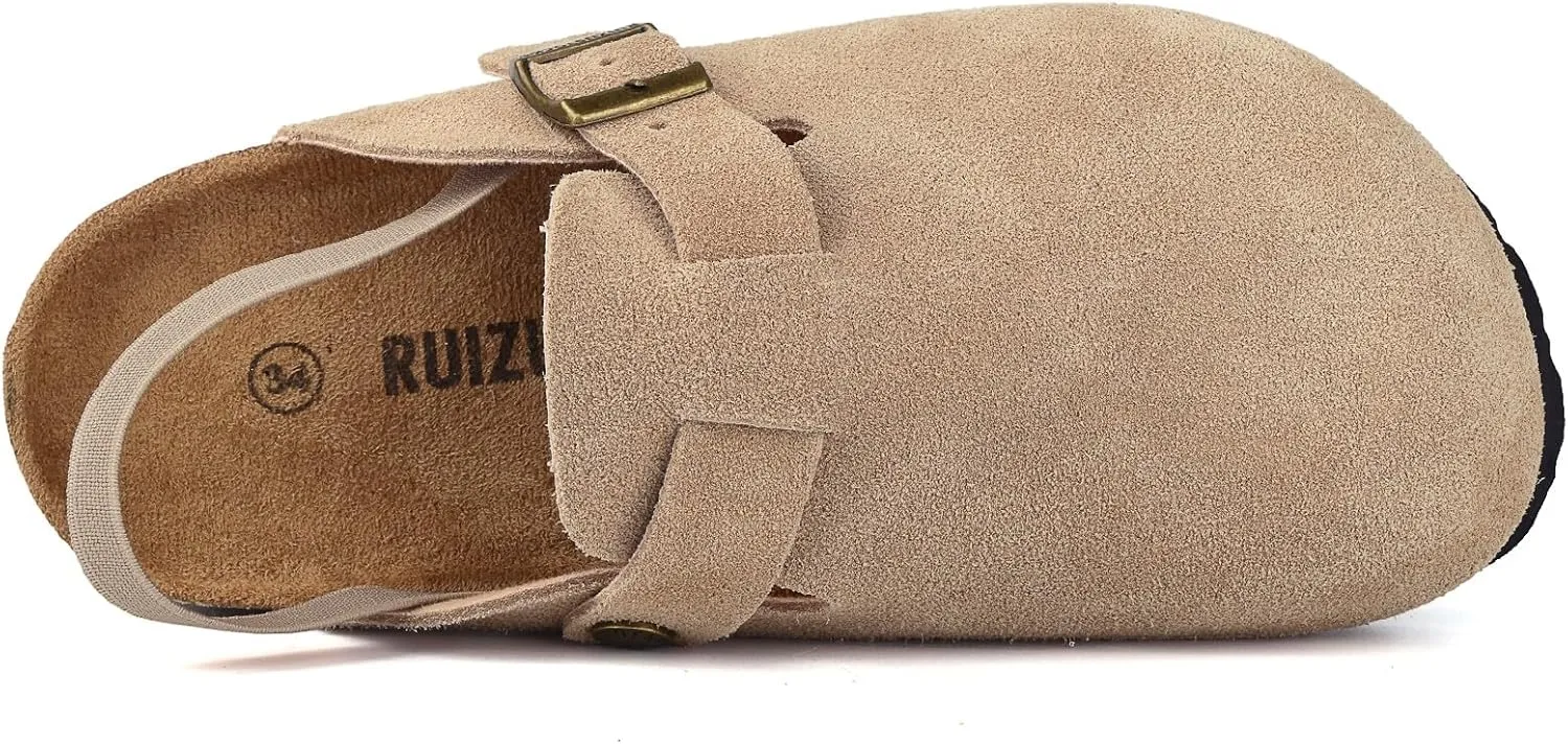 Kids Suede Clogs Toddler Clogs Boys Girls Sandals Cork Adjustable Buckle Mules