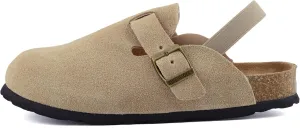 Kids Suede Clogs Toddler Clogs Boys Girls Sandals Cork Adjustable Buckle Mules