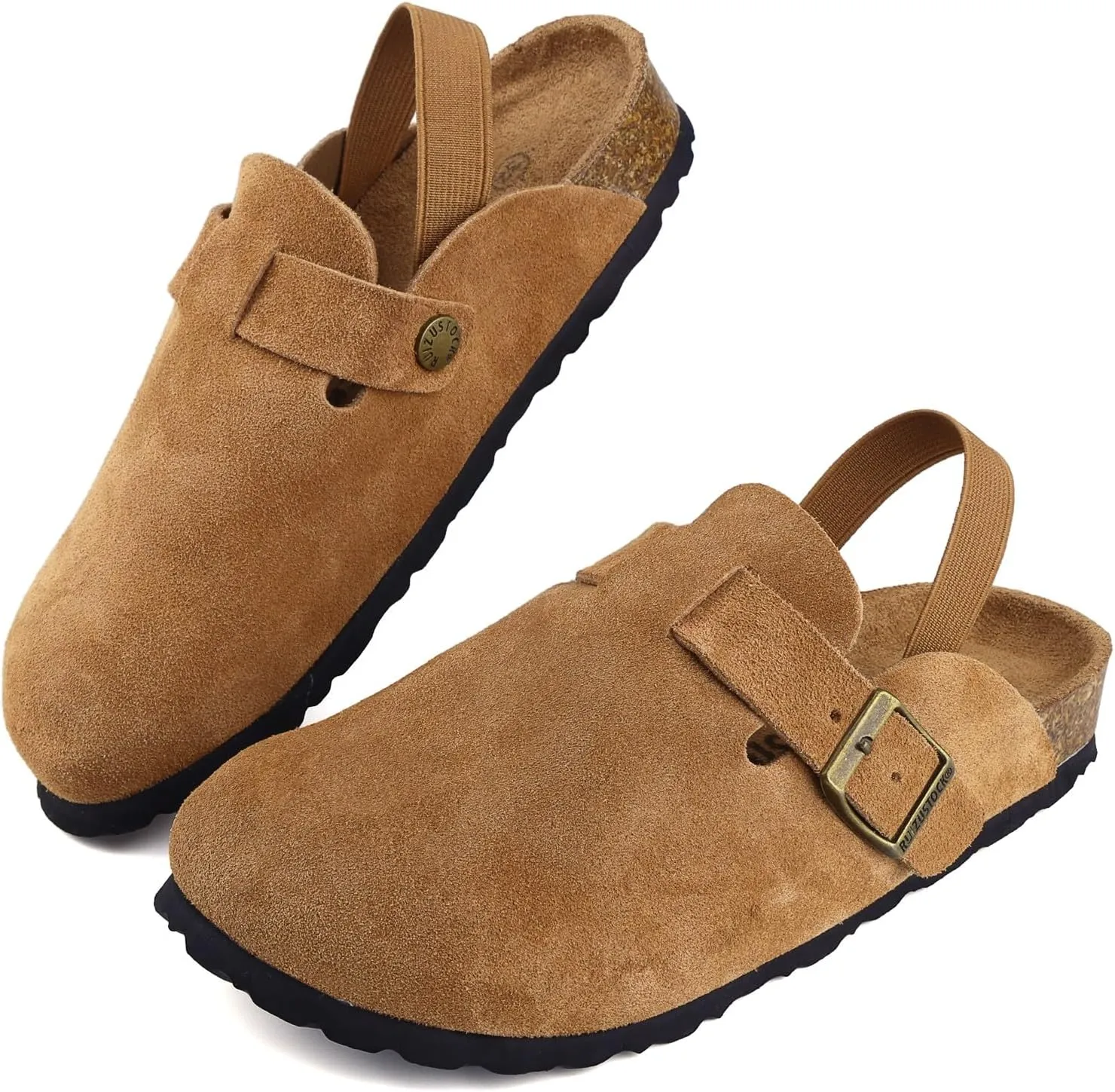 Kids Suede Clogs Toddler Clogs Boys Girls Sandals Cork Adjustable Buckle Mules