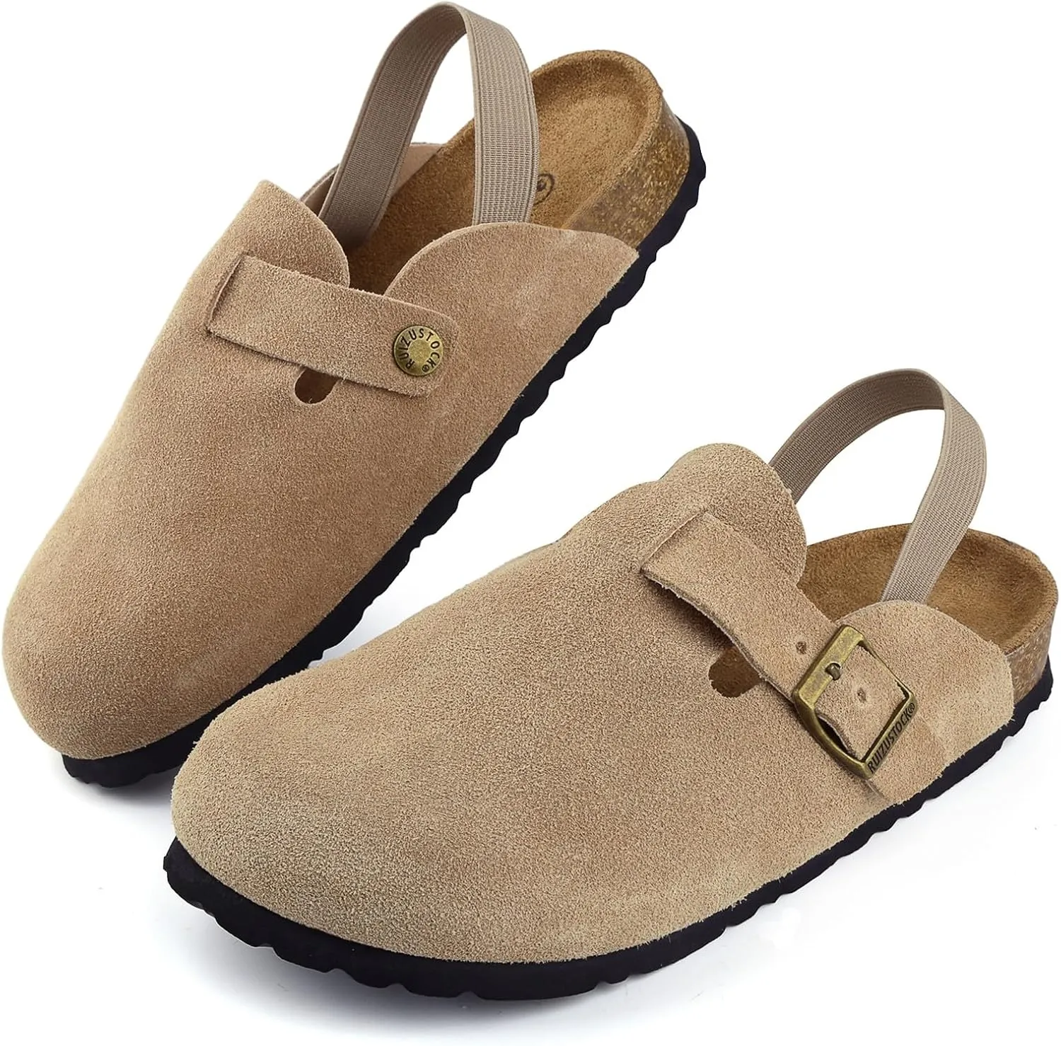 Kids Suede Clogs Toddler Clogs Boys Girls Sandals Cork Adjustable Buckle Mules