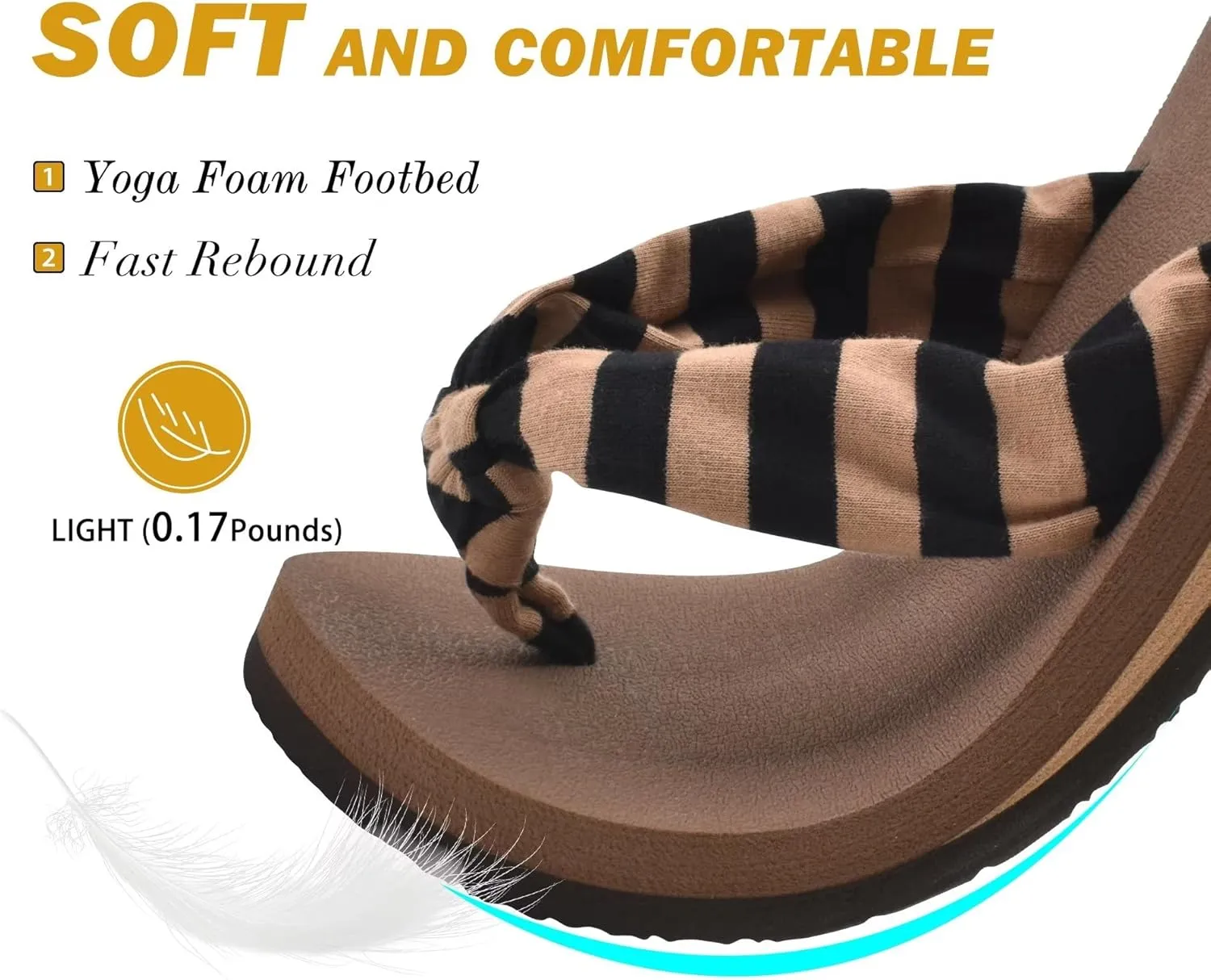 KuaiLu Flip Flops for Women with Arch Support Yoga Mat Comfortable Summer Beach Walking Thong Cushion Sandals Slip On Indoor Outdoor