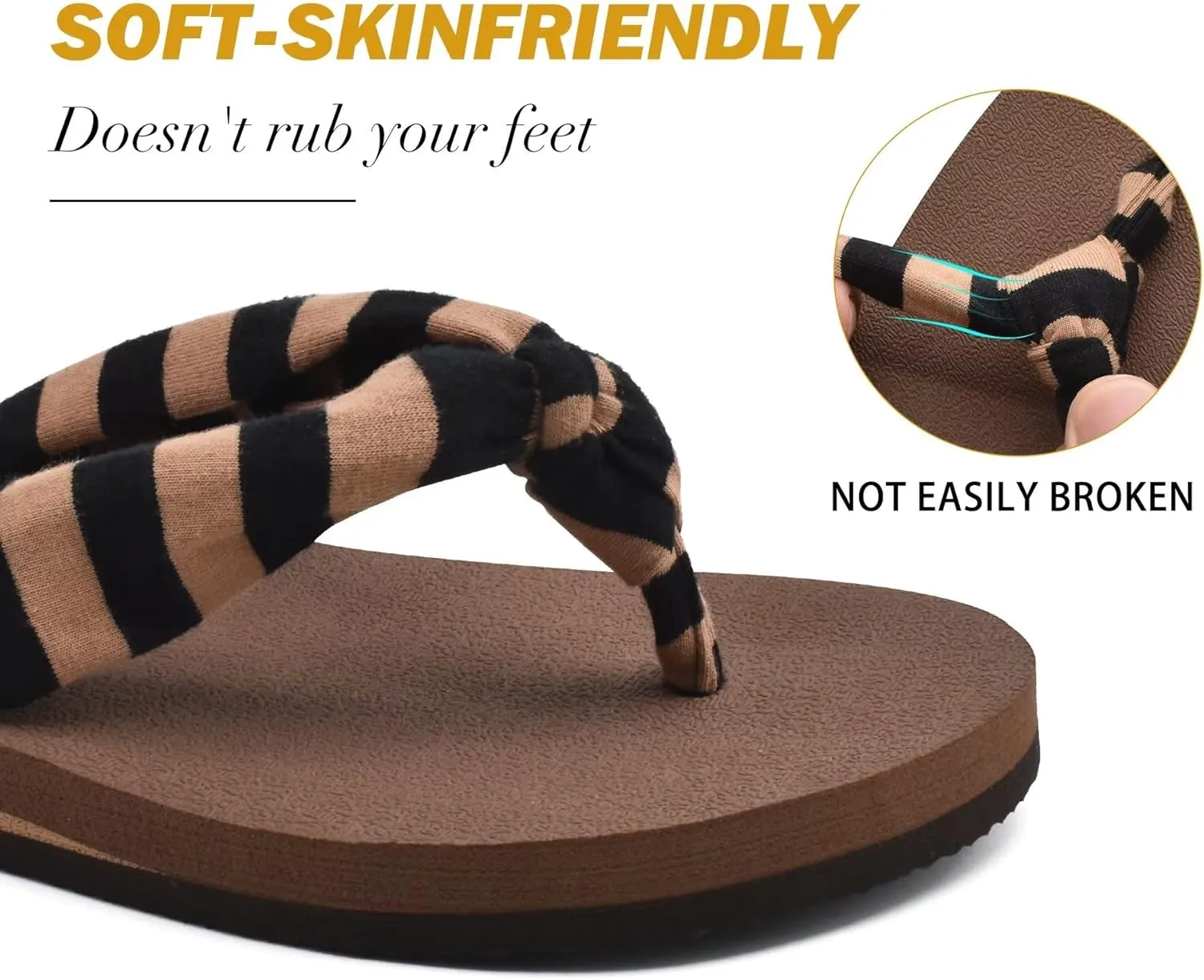 KuaiLu Flip Flops for Women with Arch Support Yoga Mat Comfortable Summer Beach Walking Thong Cushion Sandals Slip On Indoor Outdoor