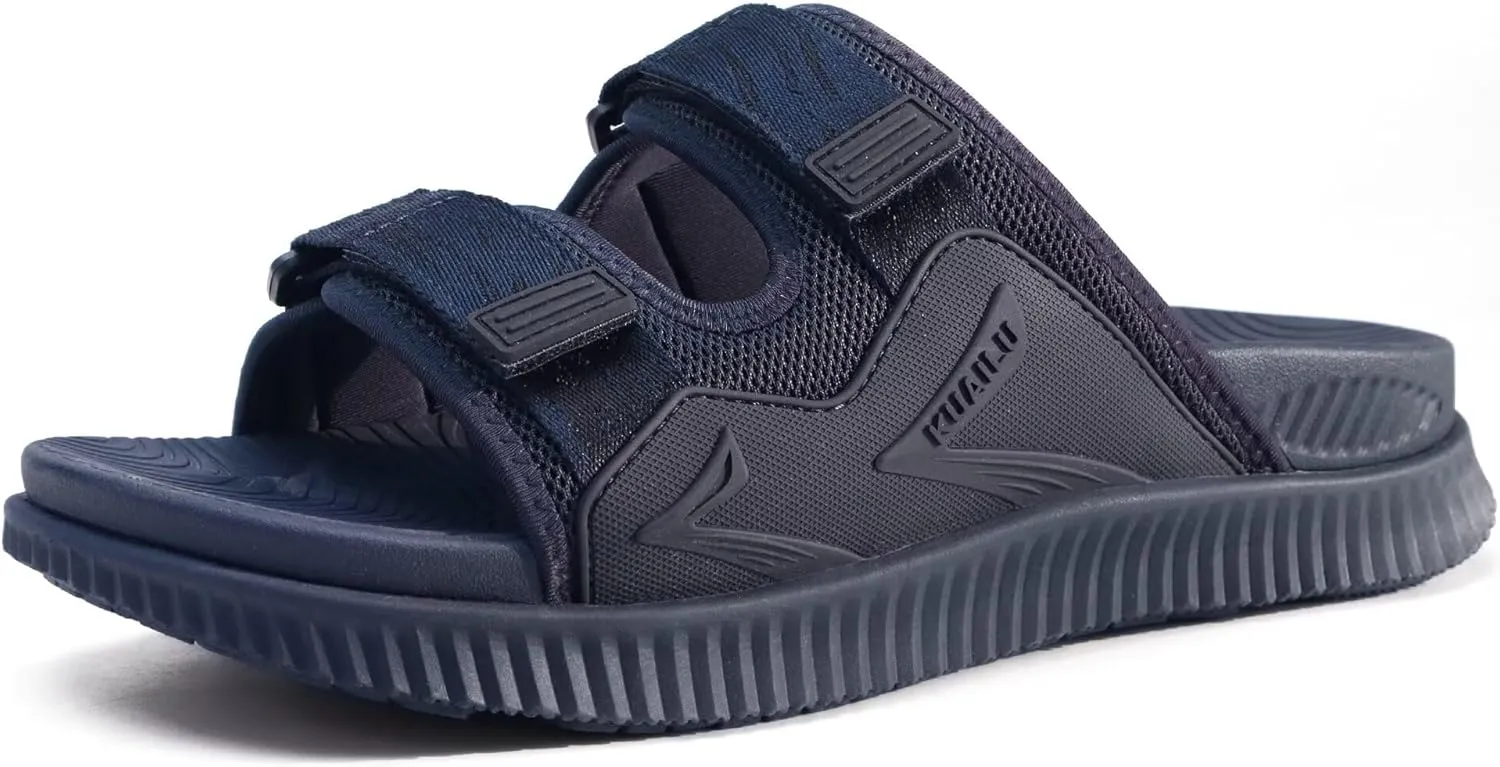 KuaiLu Mens Orthotic Sandals Athletic Thick Cushion Recovery Sport Slides Adjustable Strap Open Toe Walking Sandles With Comfortable Plantar Fasciitis Arch Support