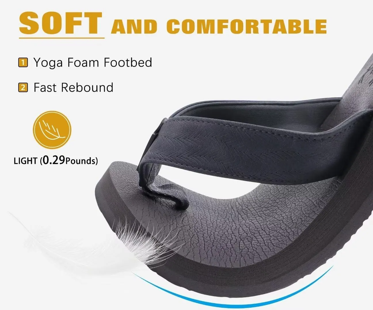 KuaiLu Men's Yoga Mat Leather Flip Flops with Arch Support Comfortable Cushion Walking Thong Sandals Slip On Indoor Outdoor