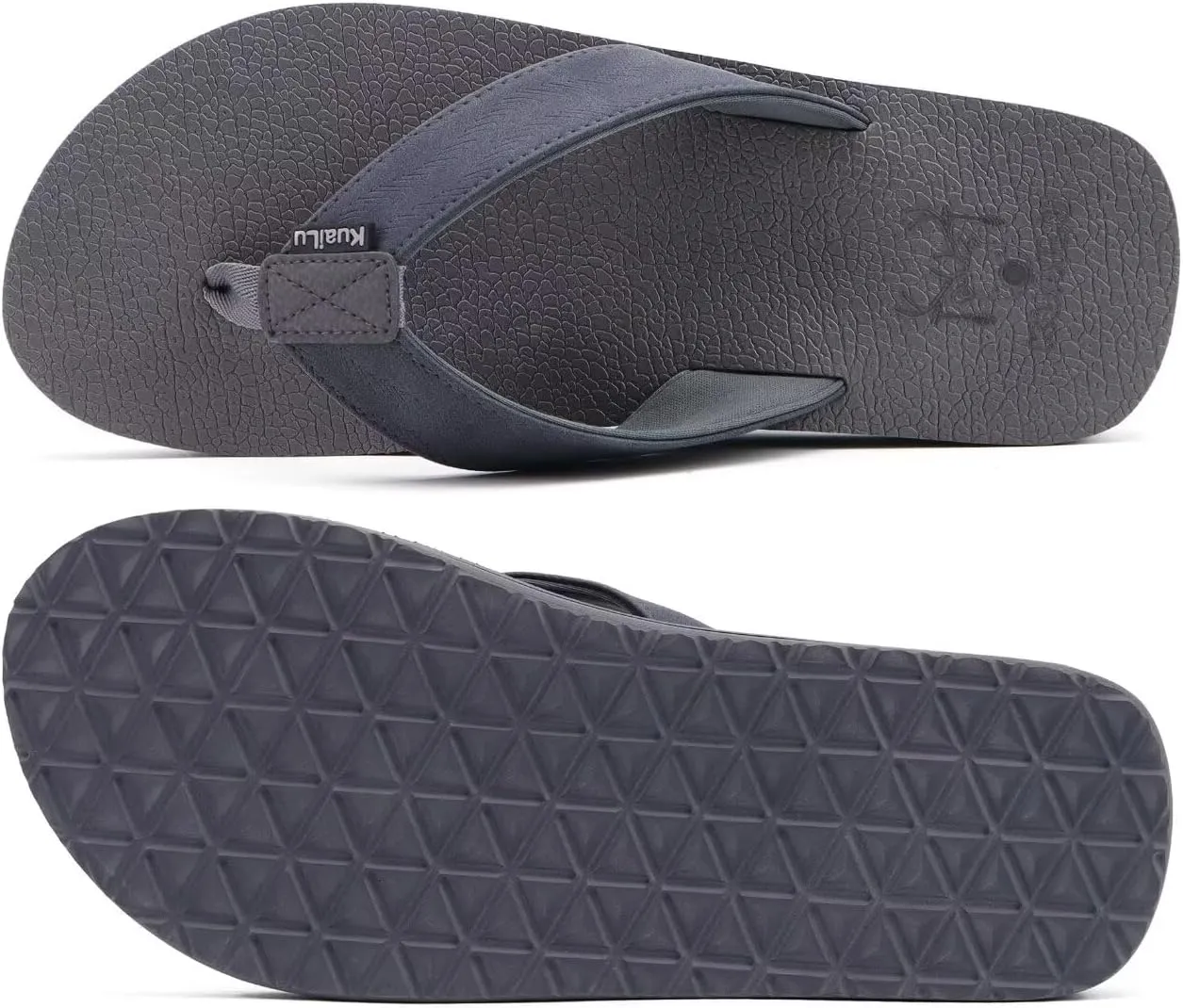 KuaiLu Men's Yoga Mat Leather Flip Flops with Arch Support Comfortable Cushion Walking Thong Sandals Slip On Indoor Outdoor