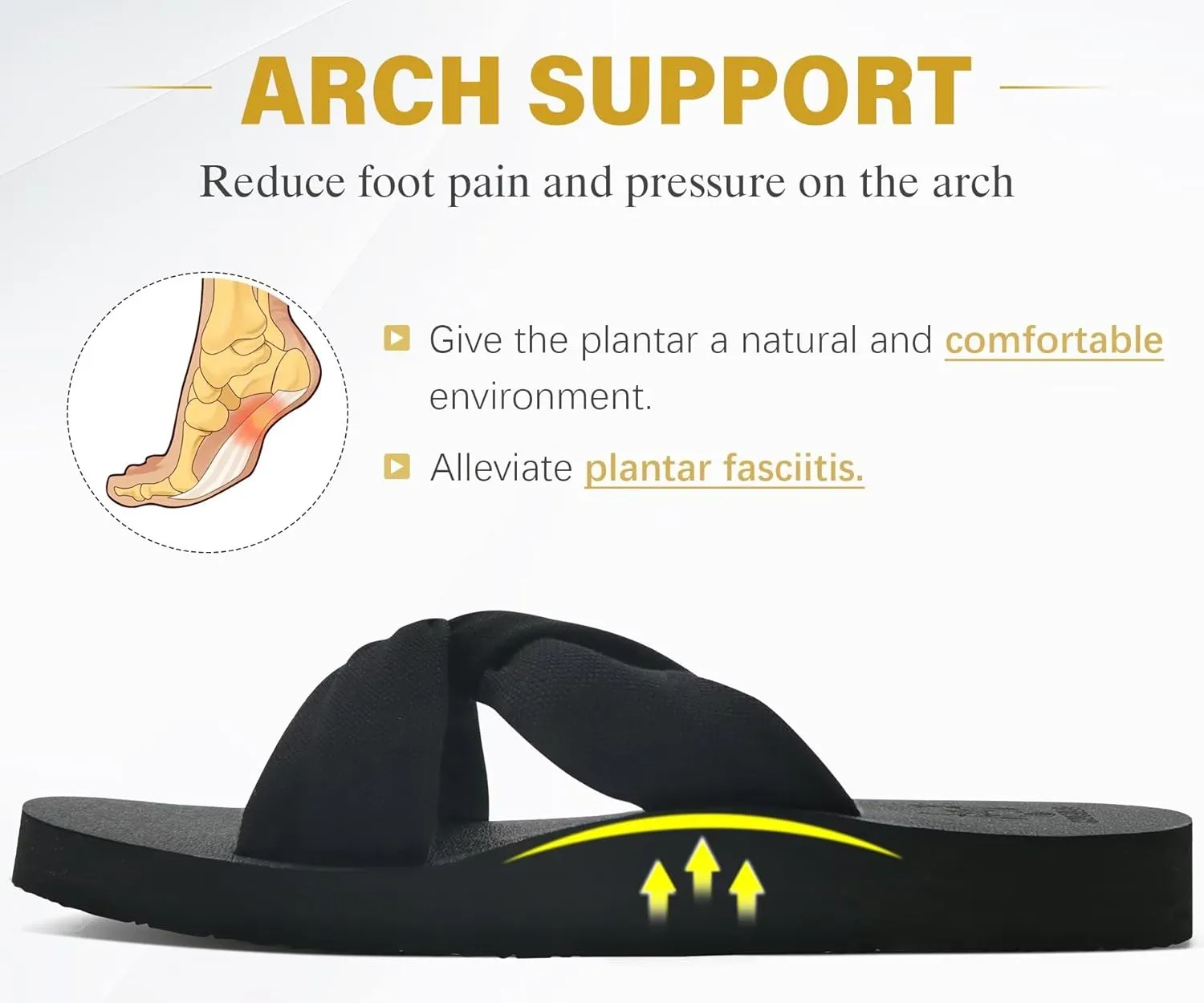 KuaiLu Womens Dressy Sandals with Arch Support Yoga Mat Comfortable Cushion Walking Criss Cross Slides Summer Beach Slip On Indoor Outdoor Slippers