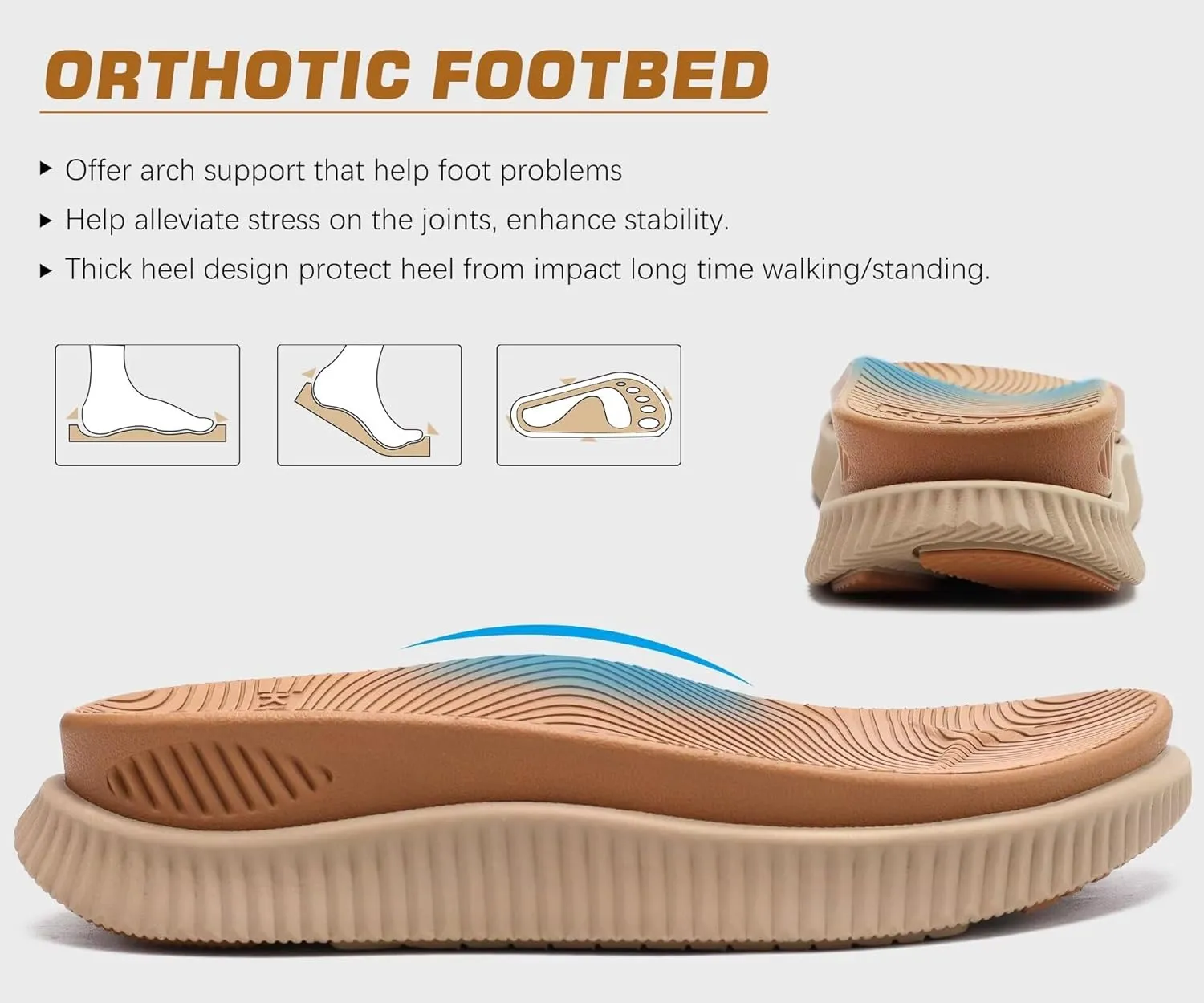 KuaiLu Womens Fashion Orthotic Flip Flops Ladies Athletic Thick Cushion Recovery Thong Sandals Slip On Memory Foam Walking Sandles With Comfortable Plantar Fasciitis Arch Support