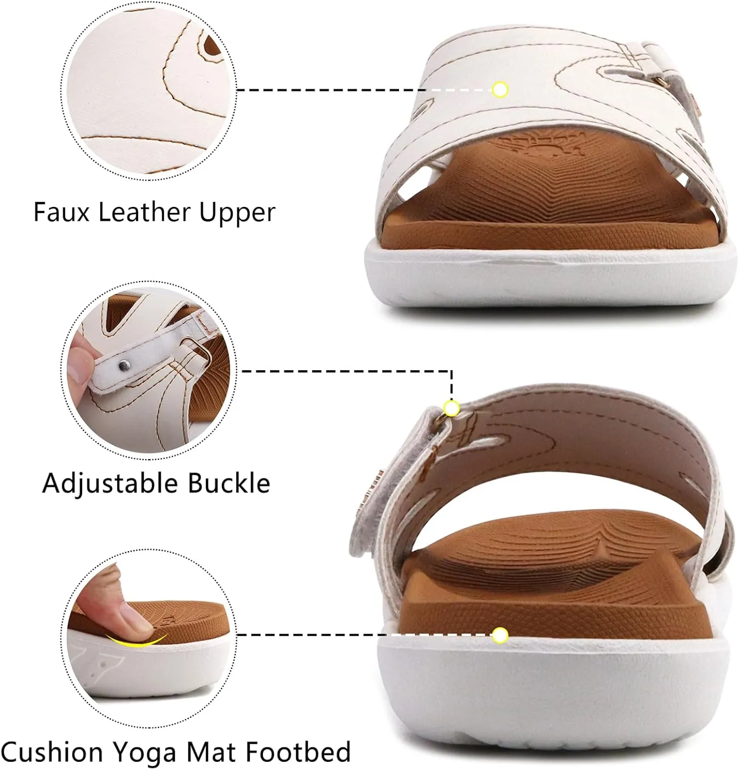 KuaiLu Womens Fashion Orthotic Slides Ladies Lightweight Athletic Yoga Mat Sandals Slip On Thick Cushion Slippers Sandals With Comfortable Plantar Fasciitis Arch Support