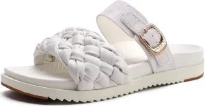KuaiLu Womens Orthopedic Sandals Comfortable Arch Support Fashion Summer Beach Dressy Sandals With Leather Braided Adjustable Open Toe Cushion Travel Outdoor Plantar Fasciitis Shoes US Size5-11