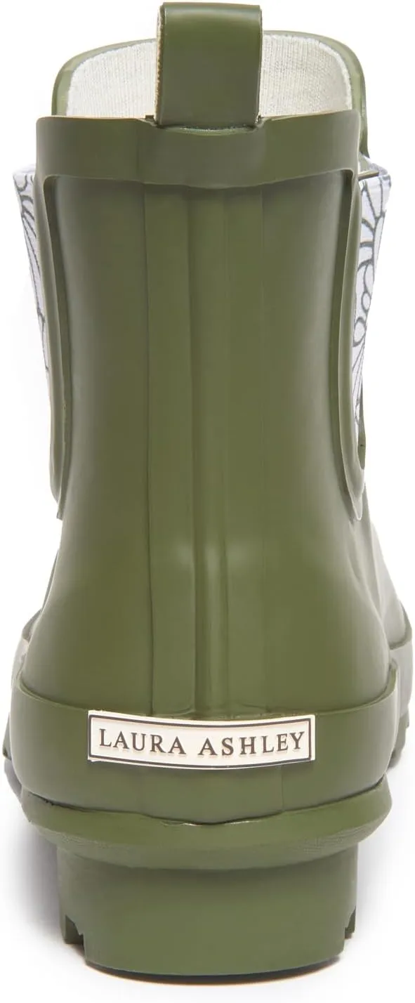 Laura Ashley Ladies Mid Cut Ankle Height Rubber Rain Boots, Lightweight Waterproof Booties for Women