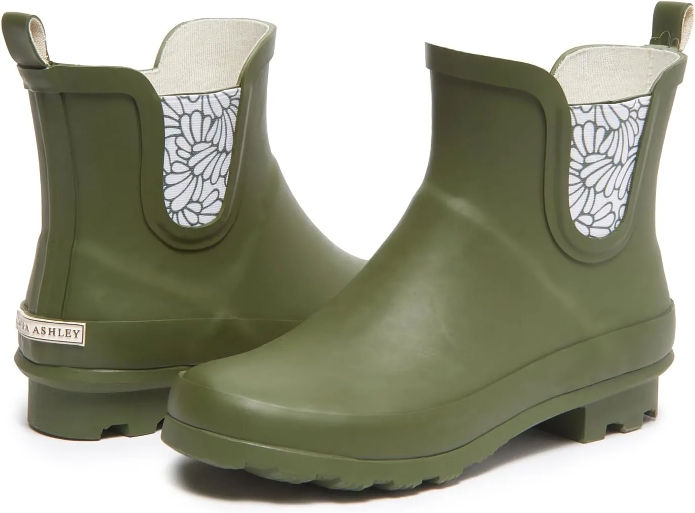 Laura Ashley Ladies Mid Cut Ankle Height Rubber Rain Boots, Lightweight Waterproof Booties for Women