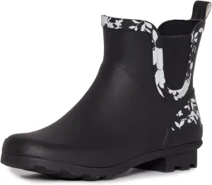 Laura Ashley Ladies Mid Cut Ankle Height Rubber Rain Boots, Lightweight Waterproof Booties for Women