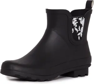 Laura Ashley Ladies Mid Cut Ankle Height Rubber Rain Boots, Lightweight Waterproof Booties for Women
