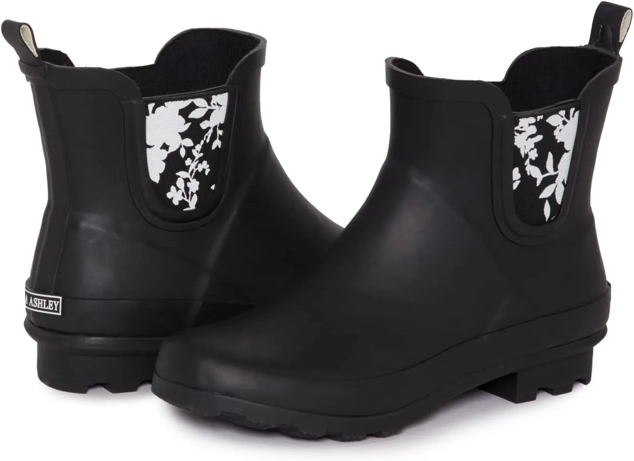 Laura Ashley Ladies Mid Cut Ankle Height Rubber Rain Boots, Lightweight Waterproof Booties for Women