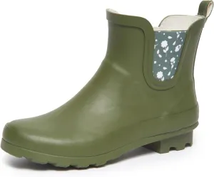Laura Ashley Ladies Mid Cut Ankle Height Rubber Rain Boots, Lightweight Waterproof Booties for Women