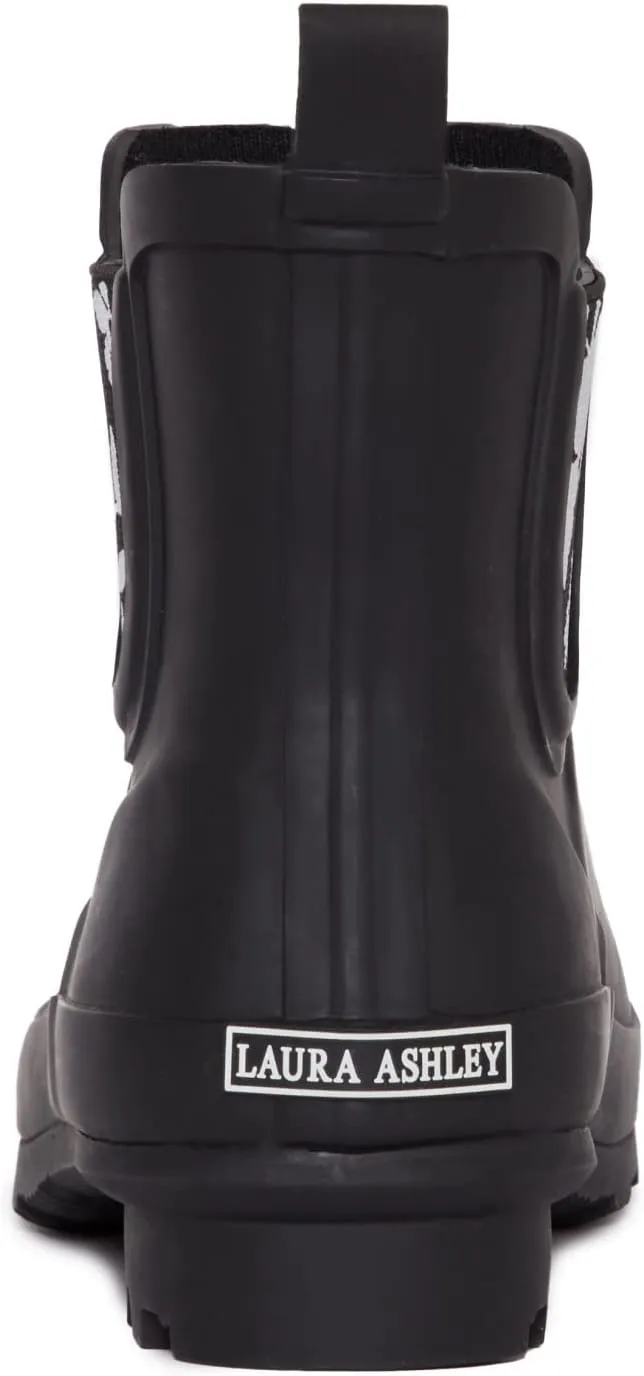 Laura Ashley Ladies Mid Cut Ankle Height Rubber Rain Boots, Lightweight Waterproof Booties for Women