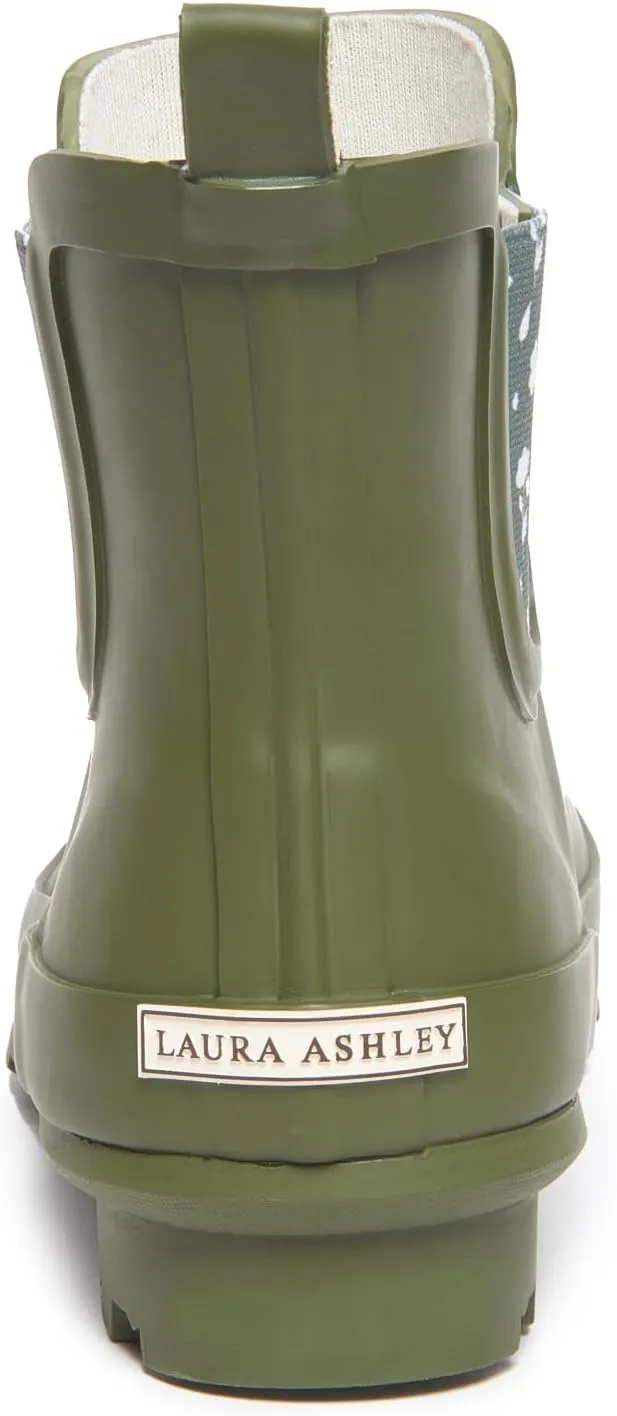 Laura Ashley Ladies Mid Cut Ankle Height Rubber Rain Boots, Lightweight Waterproof Booties for Women