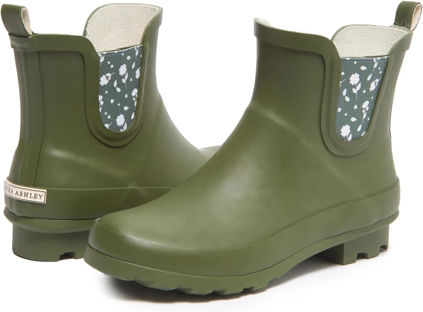 Laura Ashley Ladies Mid Cut Ankle Height Rubber Rain Boots, Lightweight Waterproof Booties for Women