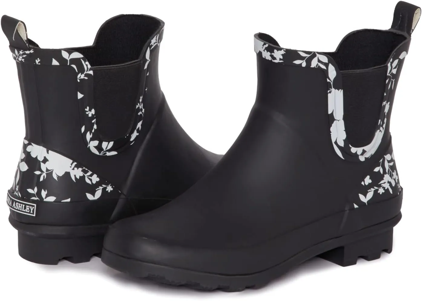 Laura Ashley Ladies Mid Cut Ankle Height Rubber Rain Boots, Lightweight Waterproof Booties for Women