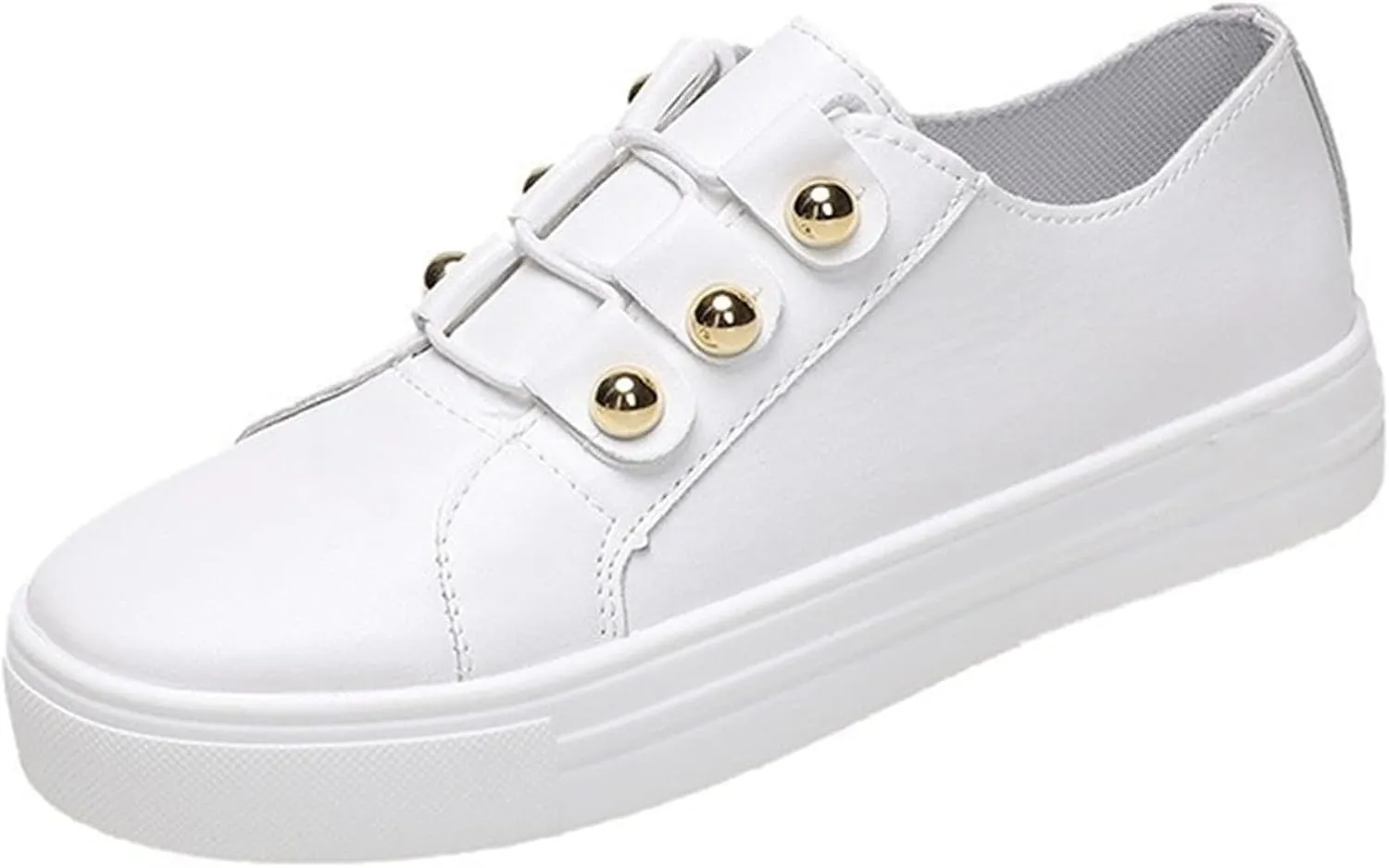 Lausiuoe Sneakers For Women Walking Shoes Slip On Leather Shoes Low Cut Casual Classic Fashion Soft Comfort Flat Loafers