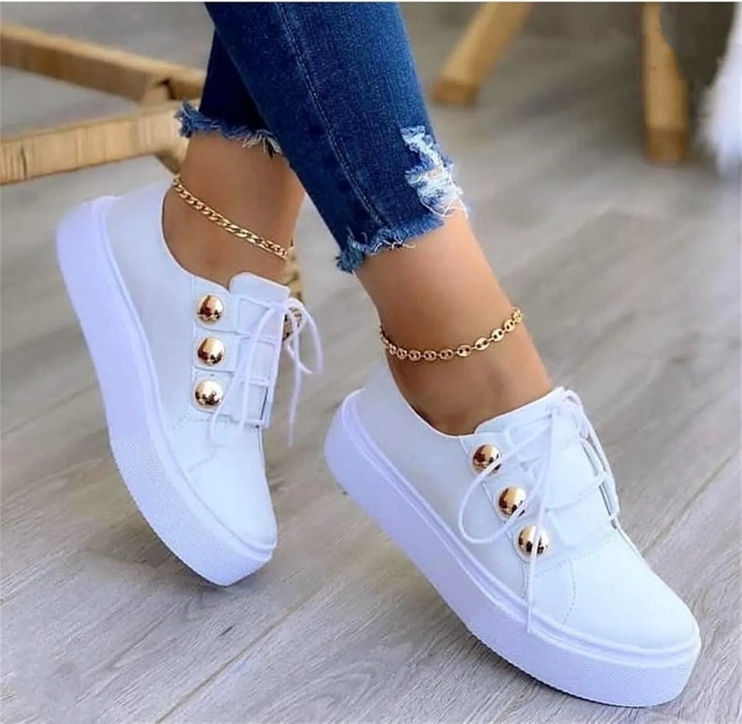 Lausiuoe Sneakers For Women Walking Shoes Slip On Leather Shoes Low Cut Casual Classic Fashion Soft Comfort Flat Loafers