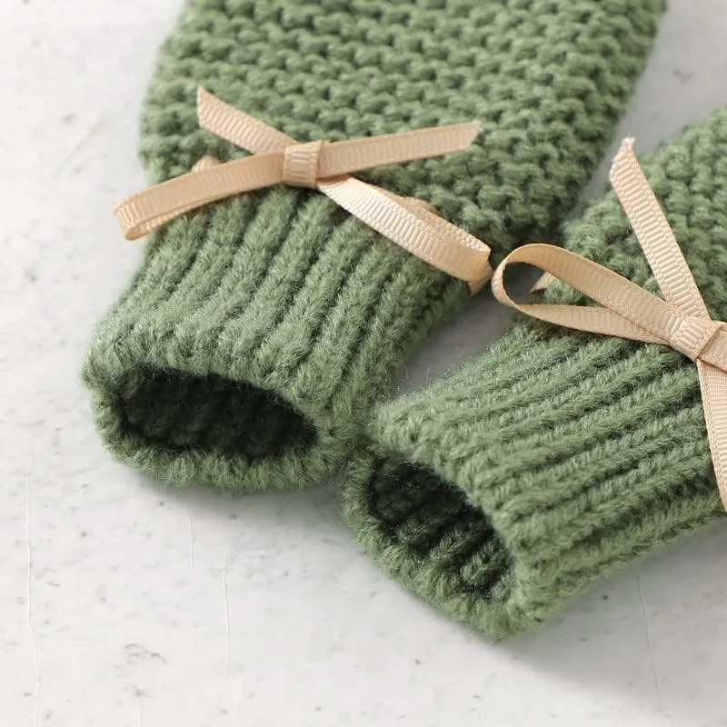LAWKUL Baby Outfit Cotton Knit Newborn Infant Romper Knitted Longsleeve Sweater Clothes With Warm Hat Set Toddler Boy Girl