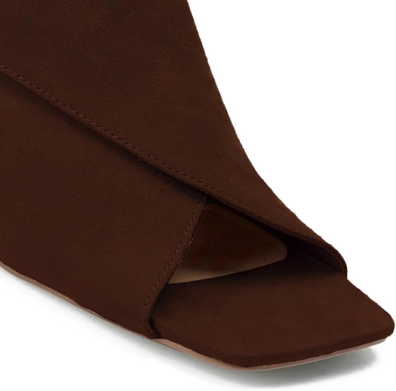 LEHOOR Women Chunky Heel Open Toe Booties Suede Side Cut-Out Ankle Boots Square Peep Toe 2 Inch Block Mid Heels Dress Heeled Sandal Booties Back Zipper Summer Casual Size 4-11 M US