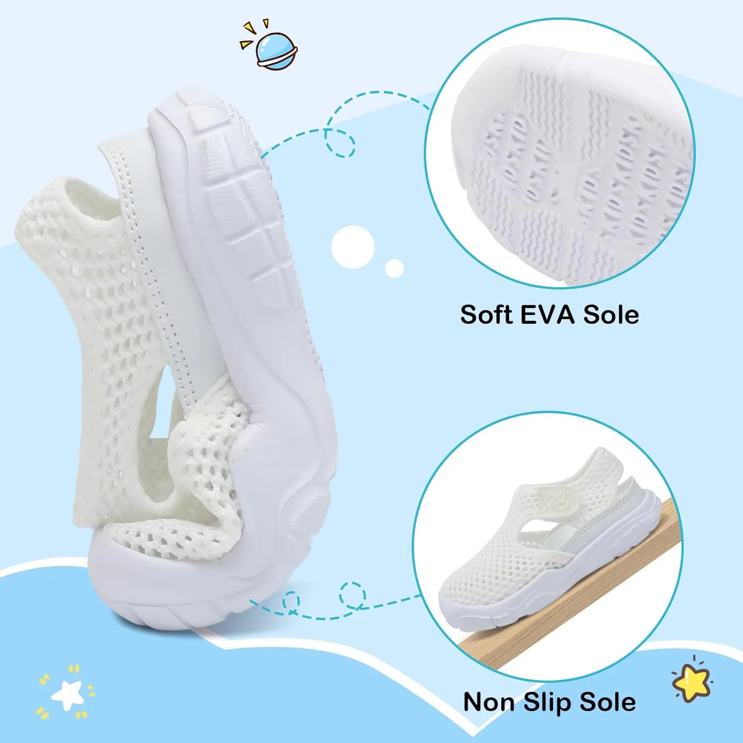 LeIsfIt Toddler Sandals Boys Girls Wide Sandals Kids Water Sandals Barefoot Water Shoes for Beach Swim Lightweight Closed Toe Summer Sandals