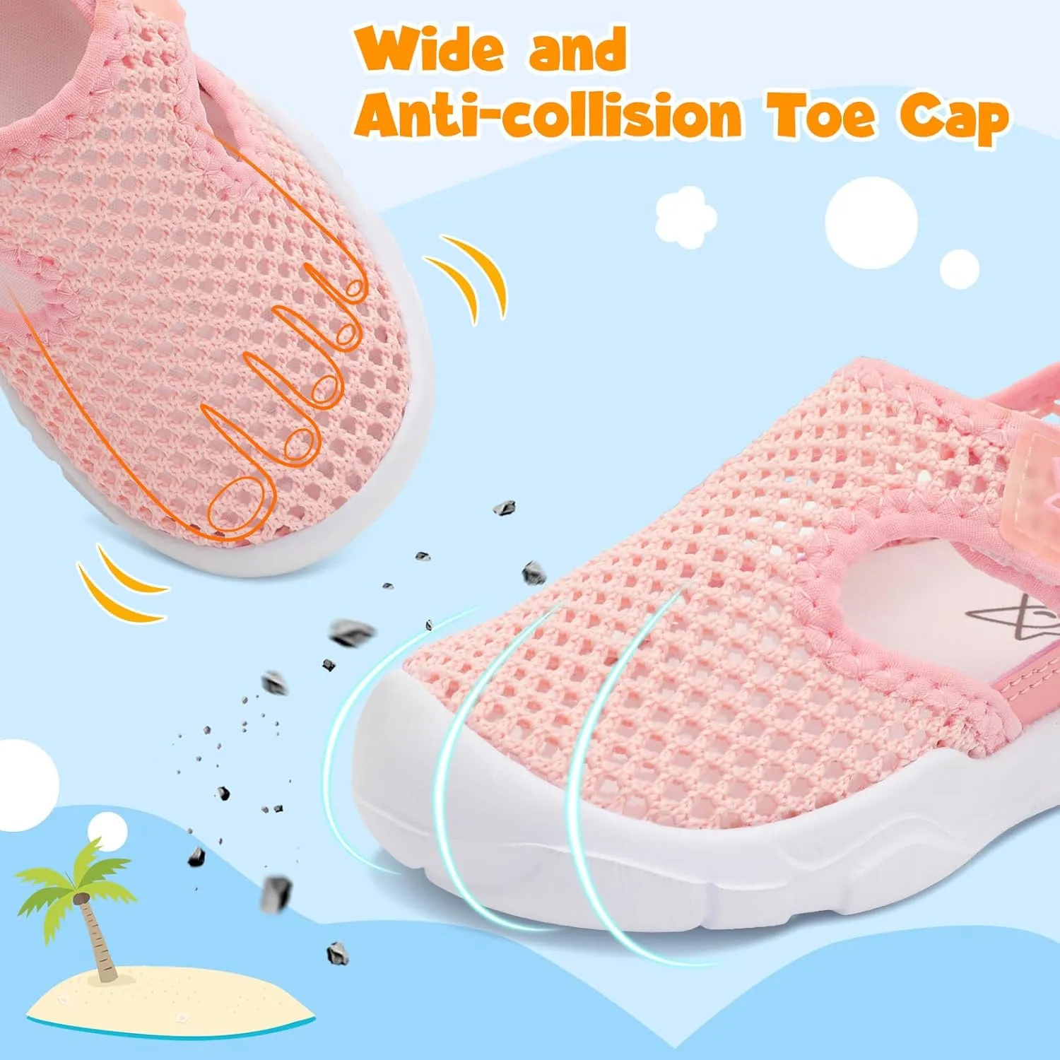 LeIsfIt Toddler Sandals Boys Girls Wide Sandals Kids Water Sandals Barefoot Water Shoes for Beach Swim Lightweight Closed Toe Summer Sandals