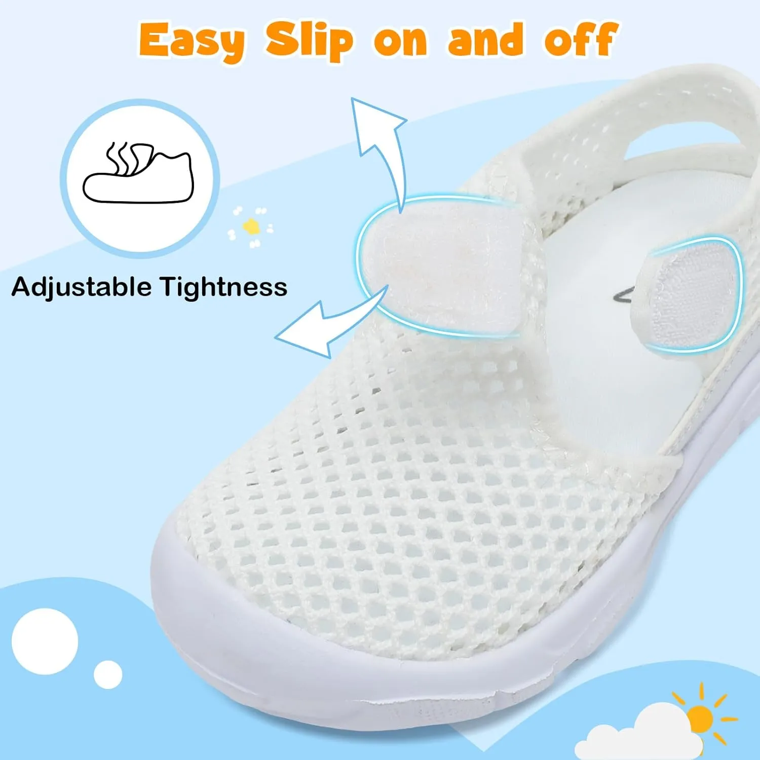 LeIsfIt Toddler Sandals Boys Girls Wide Sandals Kids Water Sandals Barefoot Water Shoes for Beach Swim Lightweight Closed Toe Summer Sandals