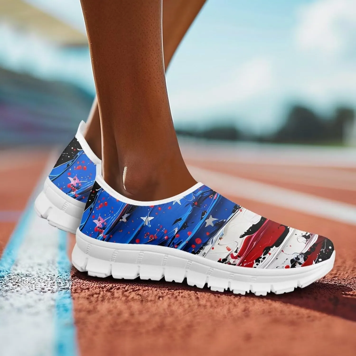 Lightweight Sneakers for Women Slip On Casual Shoes Comfortable Low Cut Loafers Non Slip Breathable Walking Running Shoes Outdoor Sport Sneakers US 5.5-11.5