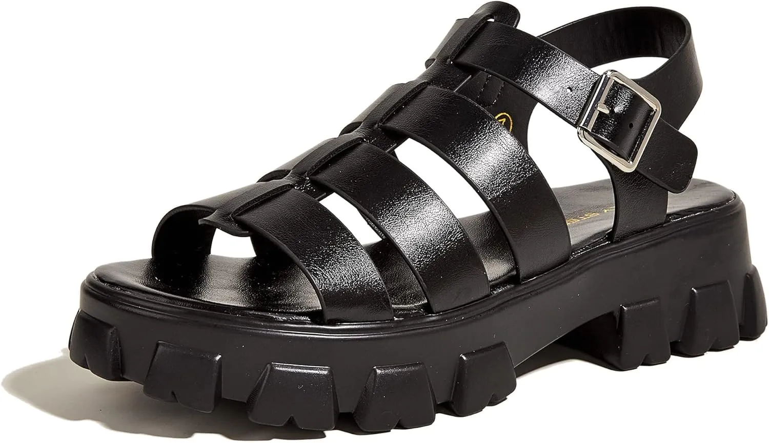 LUCKY STEP Women 's Platform Wedge Sandals Open Toe Adjustable Ankle Strap Chunky Heel