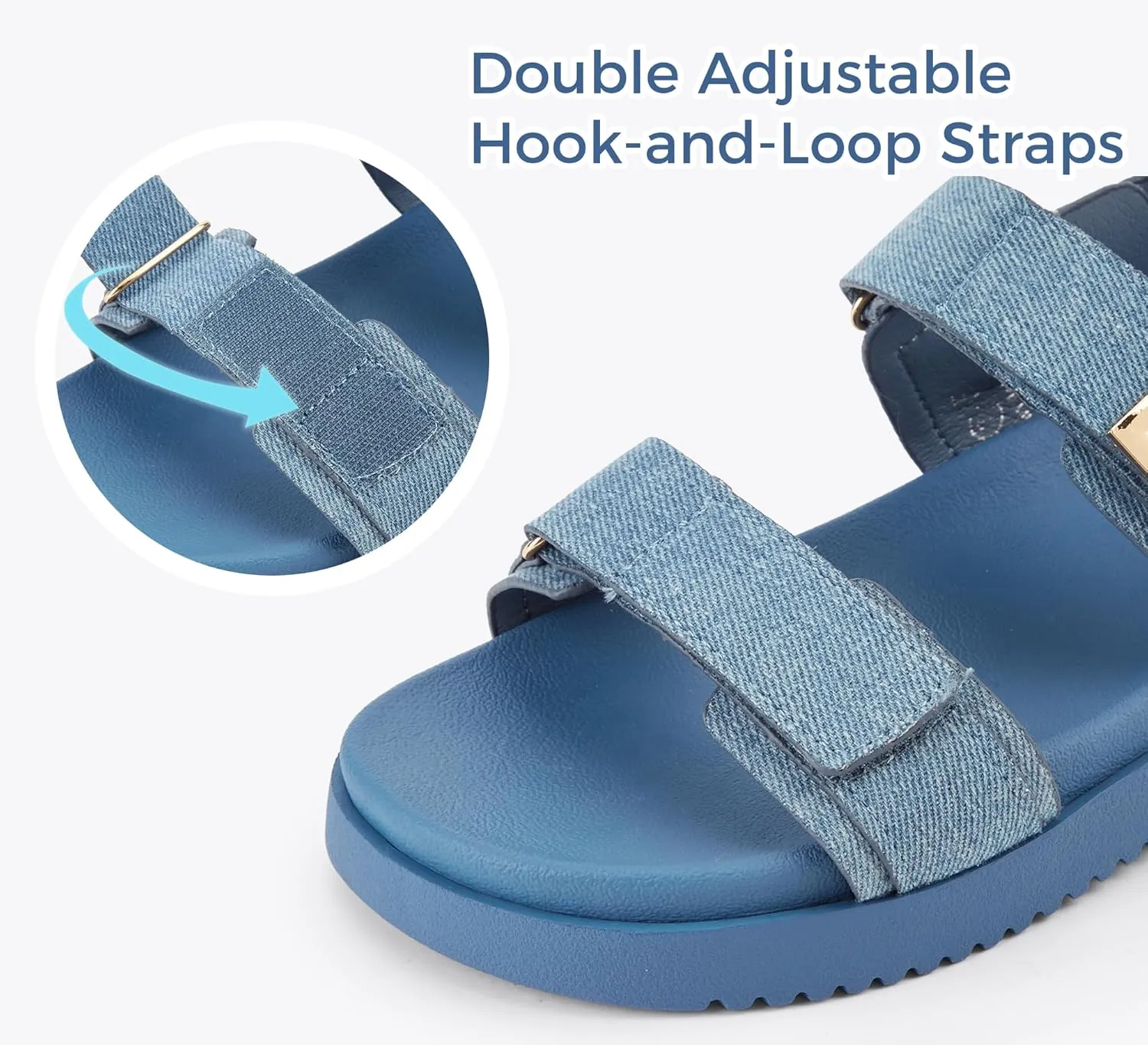 LUCKY STEP Women's Flat Sandals Casual Open Toe Beach Sandals Adjustable Double Strap Summer Sandals