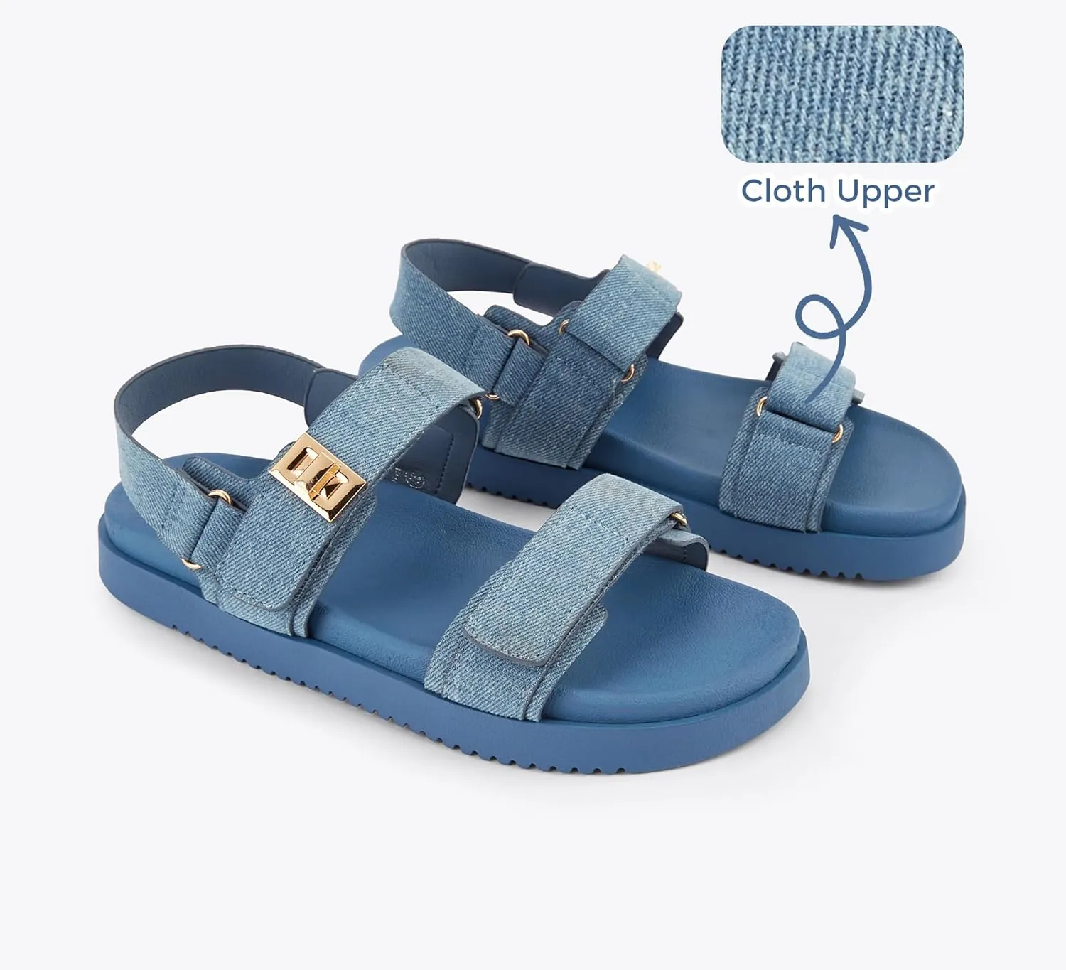 LUCKY STEP Women's Flat Sandals Casual Open Toe Beach Sandals Adjustable Double Strap Summer Sandals