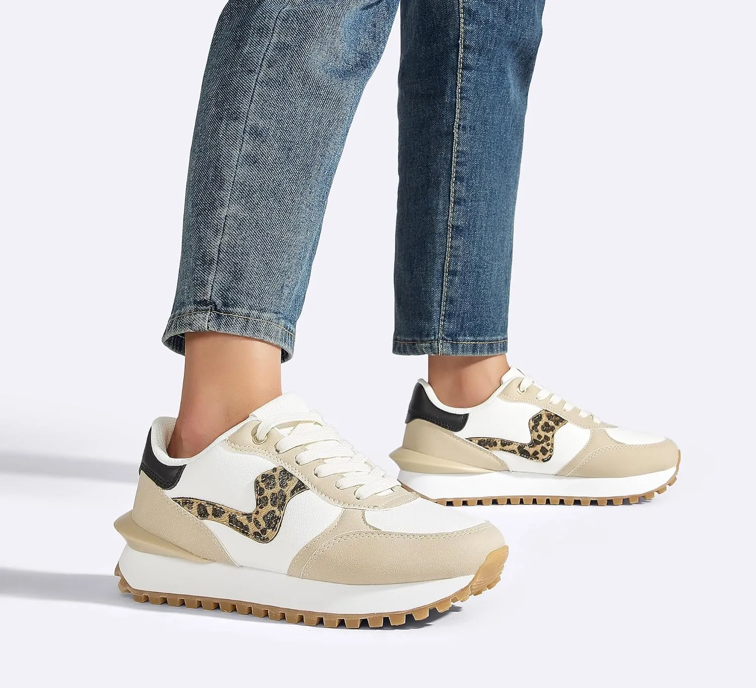 LUCKY STEP Women's Platform Fashion Sneakers Tennis Retro Walking Casual Trainers Stylish Durable Deluxe Skate Running Shoes