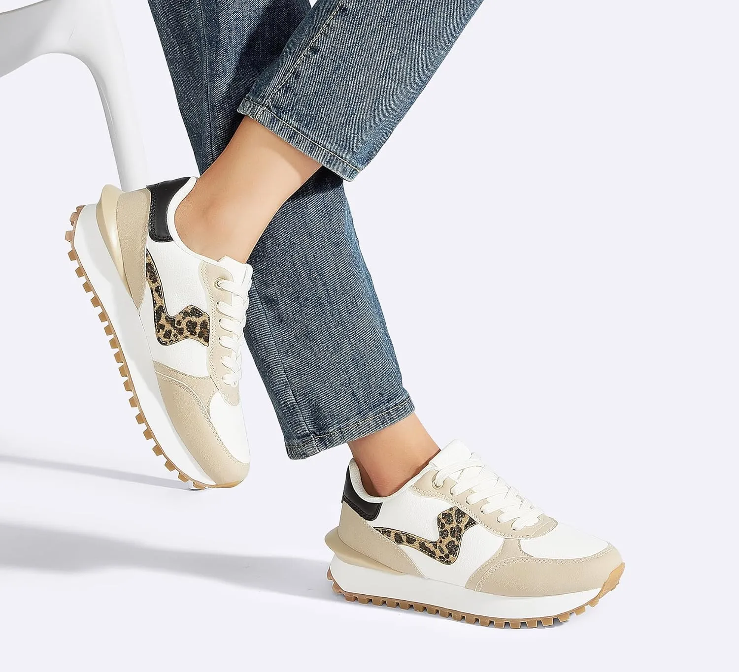 LUCKY STEP Women's Platform Fashion Sneakers Tennis Retro Walking Casual Trainers Stylish Durable Deluxe Skate Running Shoes