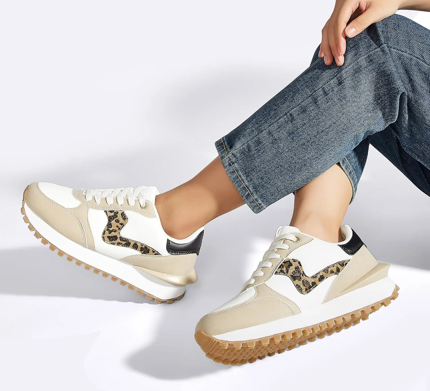 LUCKY STEP Women's Platform Fashion Sneakers Tennis Retro Walking Casual Trainers Stylish Durable Deluxe Skate Running Shoes