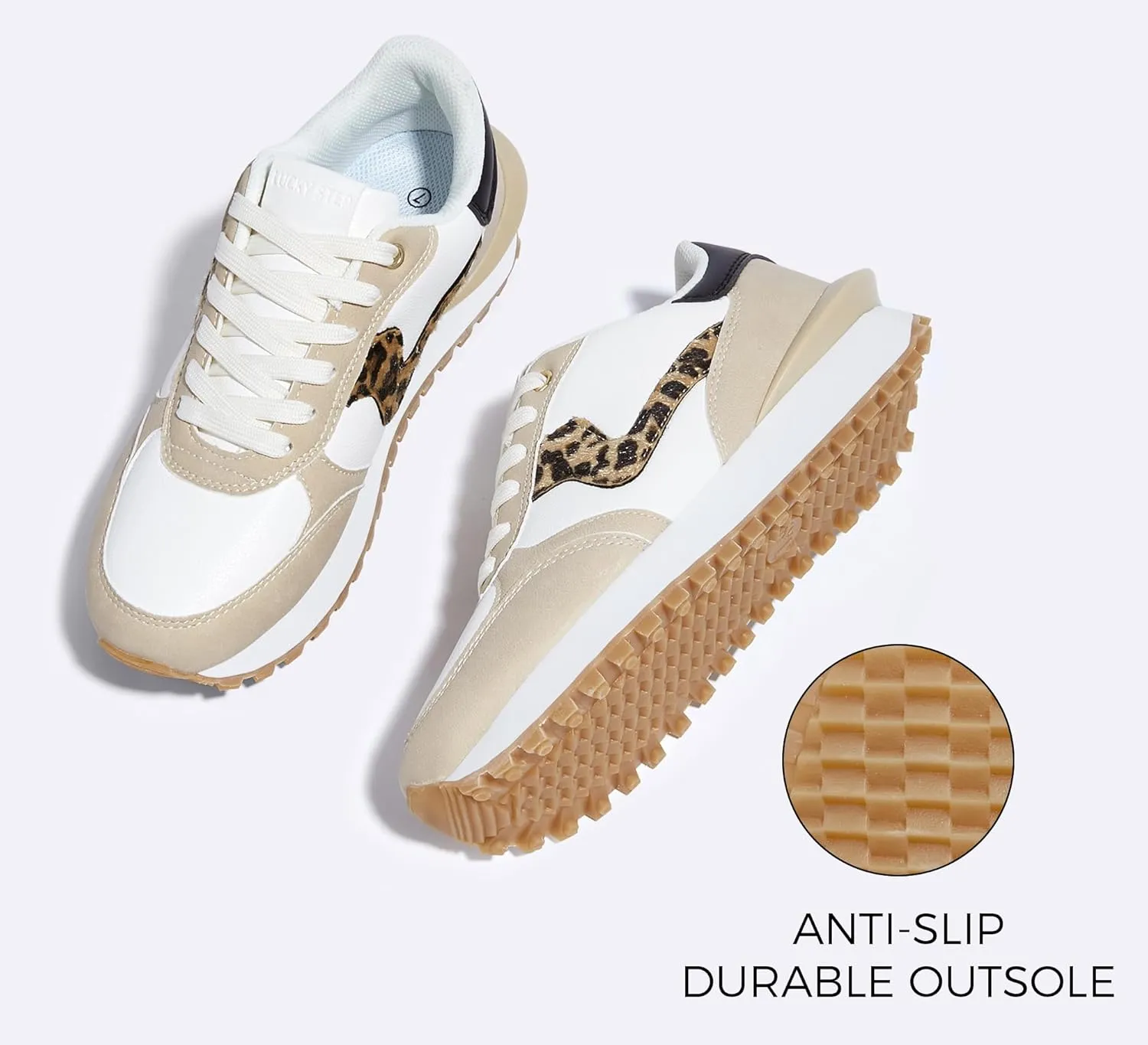 LUCKY STEP Women's Platform Fashion Sneakers Tennis Retro Walking Casual Trainers Stylish Durable Deluxe Skate Running Shoes