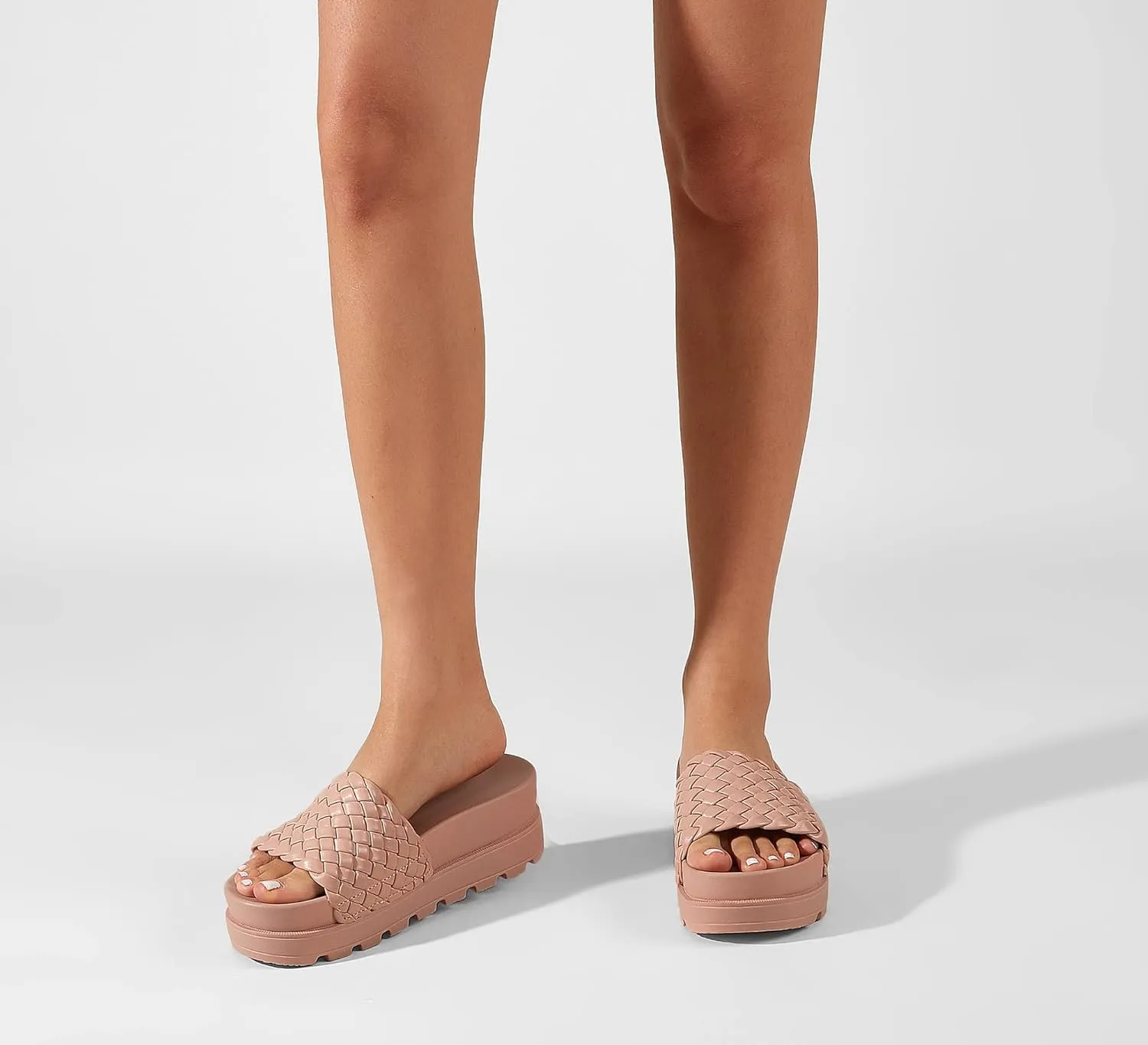 LUCKY STEP Women's Platform Sandals Braided Strap Flatform Slide Open Toe Casual Summer Beach Outdoor Wedge Woven Belt Slipper