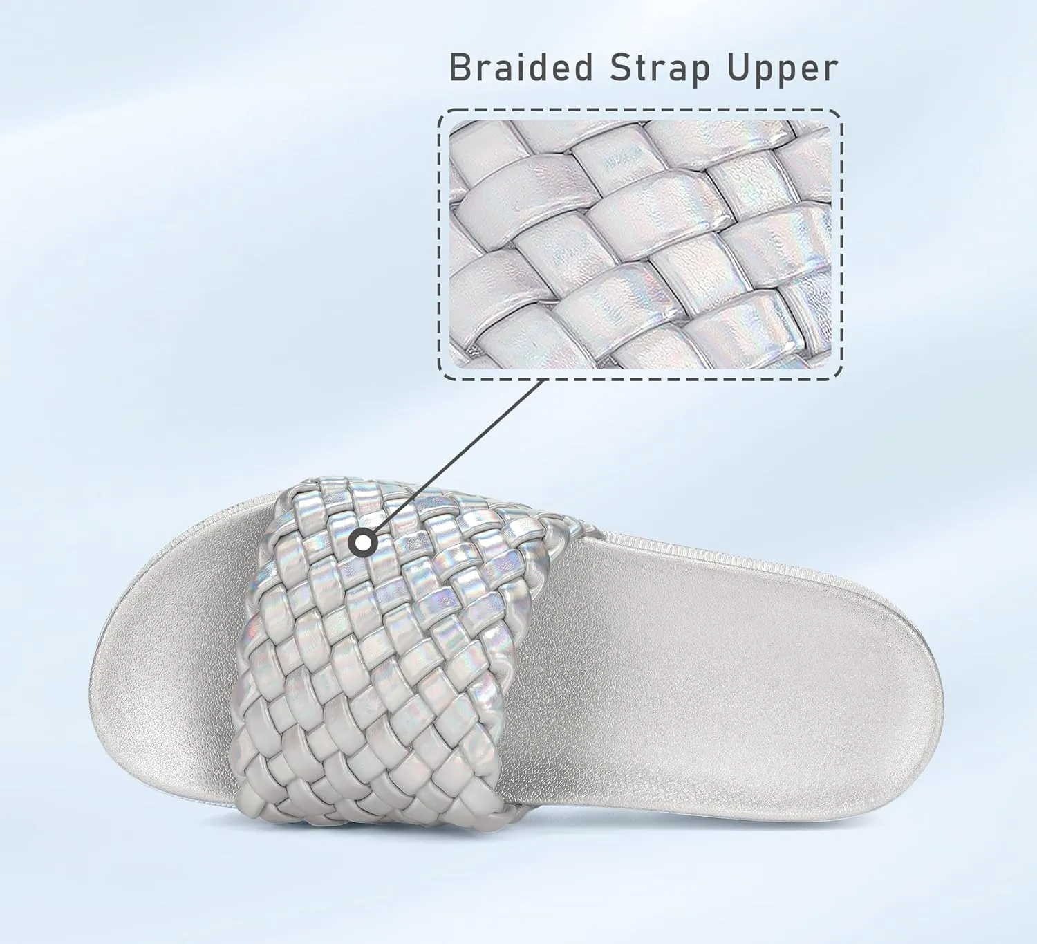 LUCKY STEP Women's Platform Sandals Braided Strap Flatform Slide Open Toe Casual Summer Beach Outdoor Wedge Woven Belt Slipper
