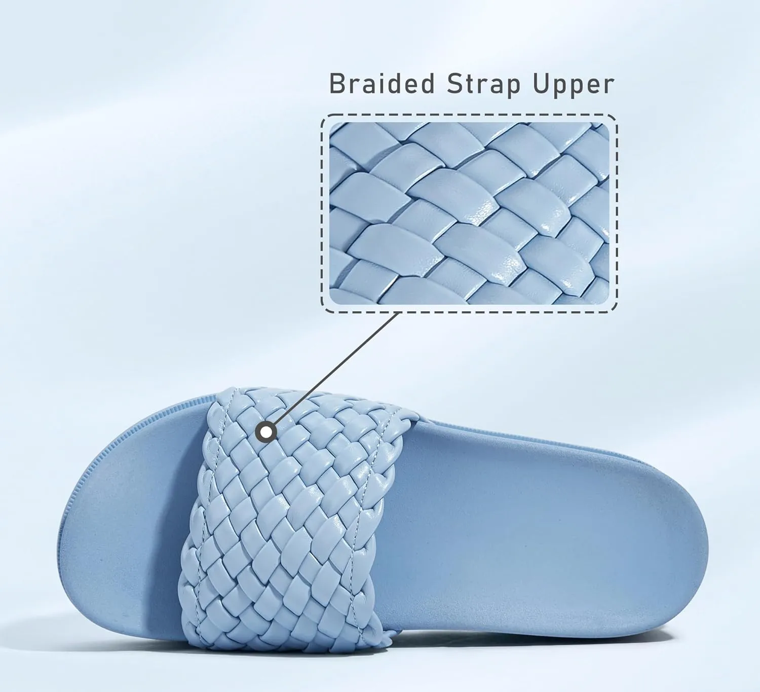 LUCKY STEP Women's Platform Sandals Braided Strap Flatform Slide Open Toe Casual Summer Beach Outdoor Wedge Woven Belt Slipper