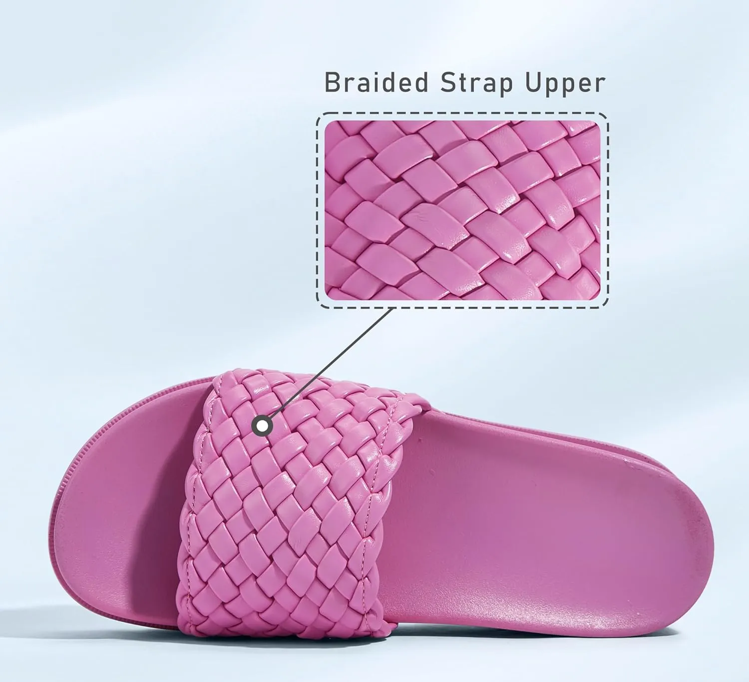 LUCKY STEP Women's Platform Sandals Braided Strap Flatform Slide Open Toe Casual Summer Beach Outdoor Wedge Woven Belt Slipper