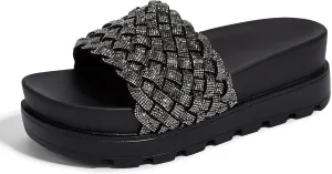 LUCKY STEP Women's Platform Sandals Braided Strap Flatform Slide Open Toe Casual Summer Beach Outdoor Wedge Woven Belt Slipper