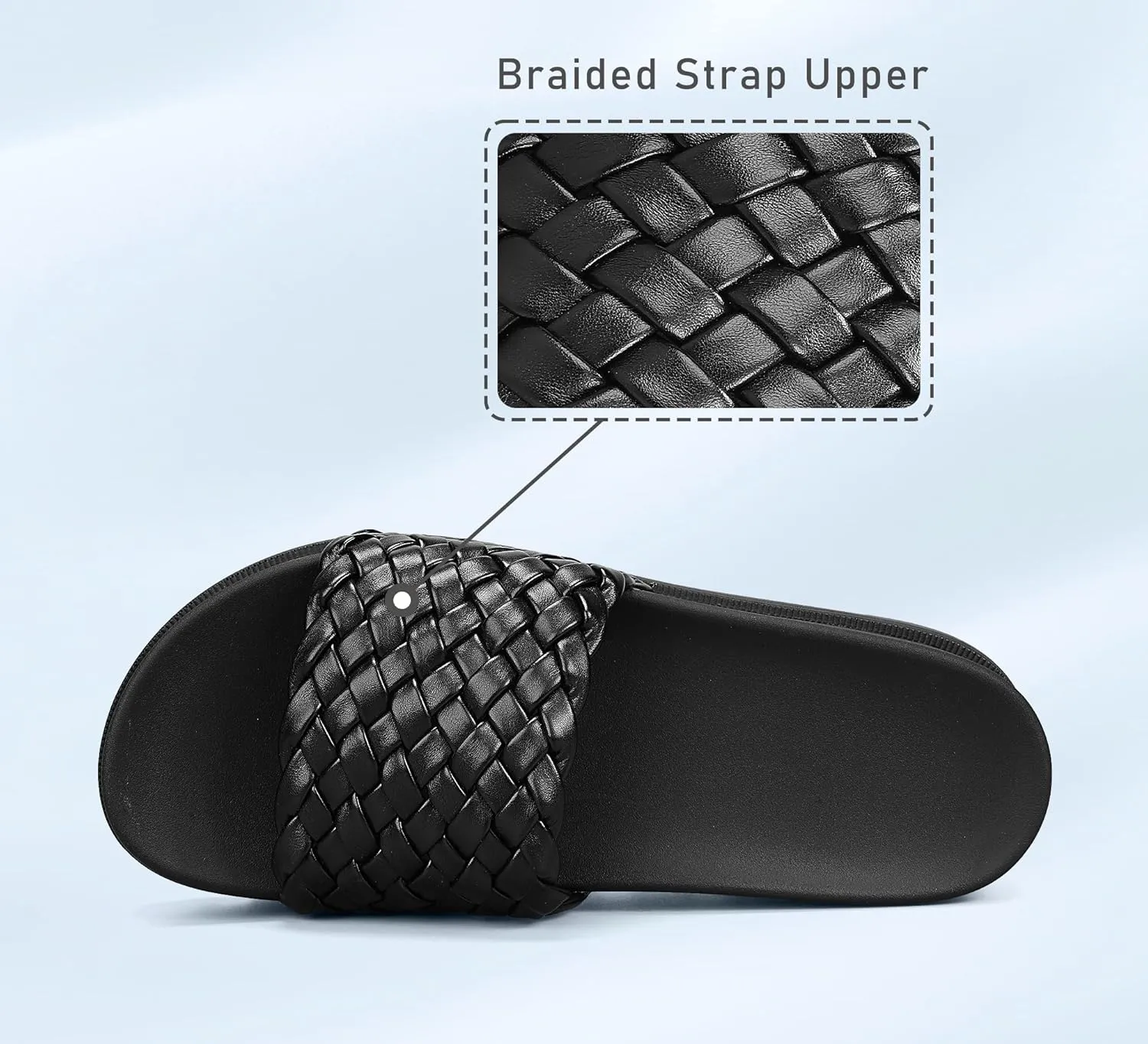 LUCKY STEP Women's Platform Sandals Braided Strap Flatform Slide Open Toe Casual Summer Beach Outdoor Wedge Woven Belt Slipper