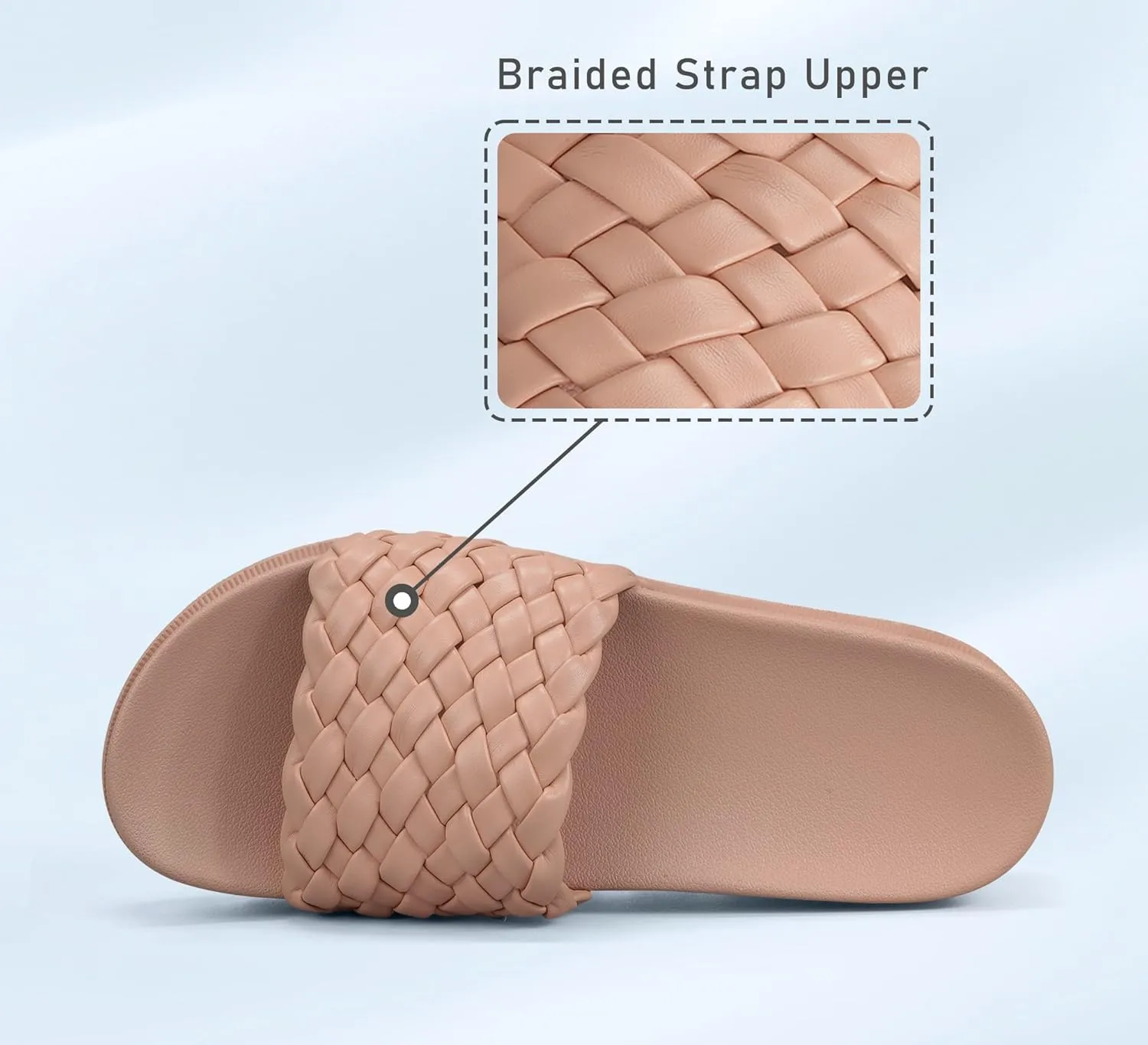 LUCKY STEP Women's Platform Sandals Braided Strap Flatform Slide Open Toe Casual Summer Beach Outdoor Wedge Woven Belt Slipper