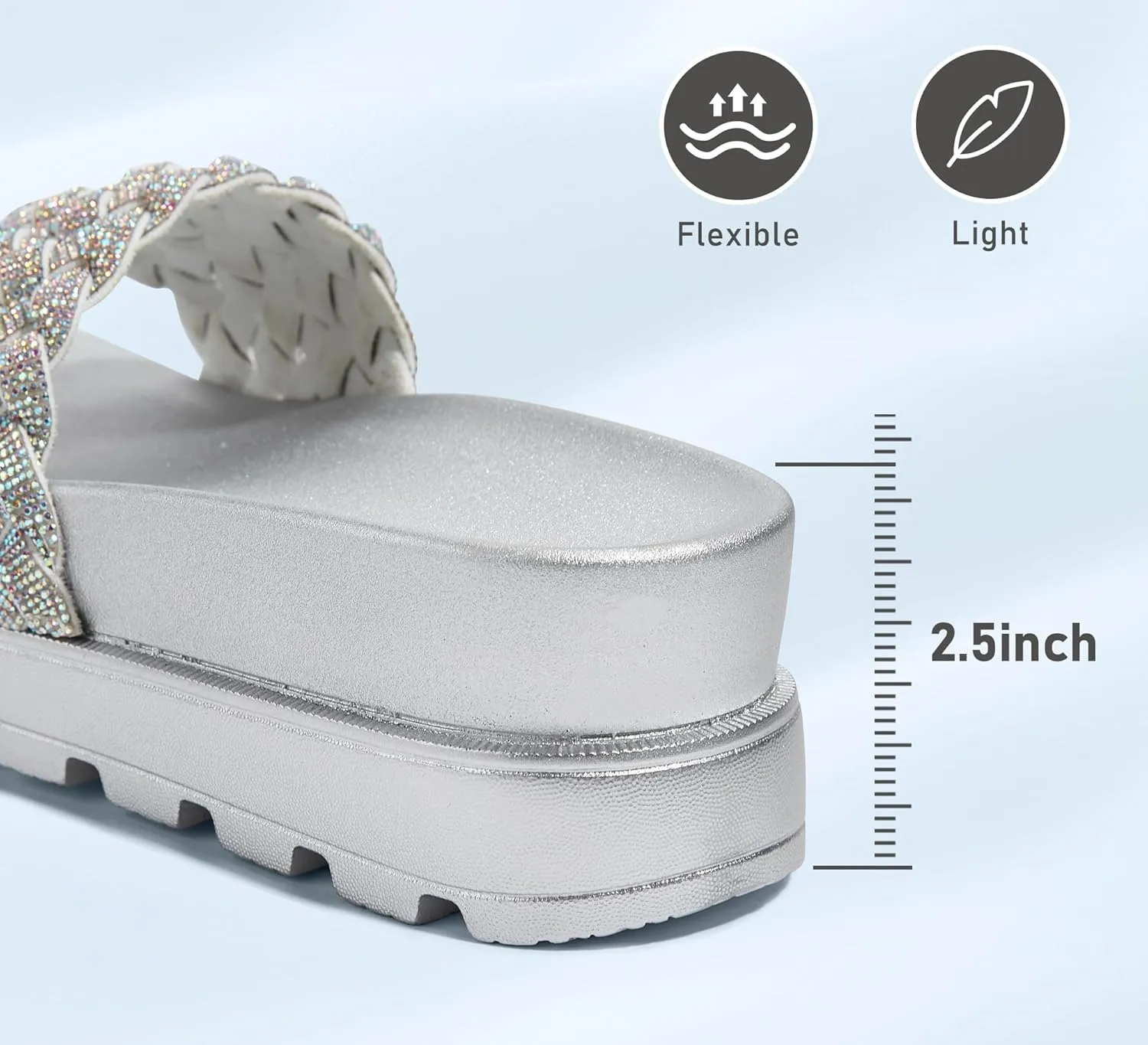 LUCKY STEP Women's Platform Sandals Braided Strap Flatform Slide Open Toe Casual Summer Beach Outdoor Wedge Woven Belt Slipper