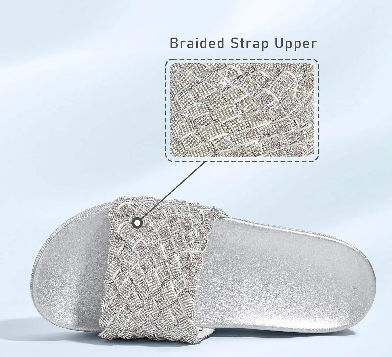 LUCKY STEP Women's Platform Sandals Braided Strap Flatform Slide Open Toe Casual Summer Beach Outdoor Wedge Woven Belt Slipper