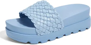 LUCKY STEP Women's Platform Sandals Braided Strap Flatform Slide Open Toe Casual Summer Beach Outdoor Wedge Woven Belt Slipper